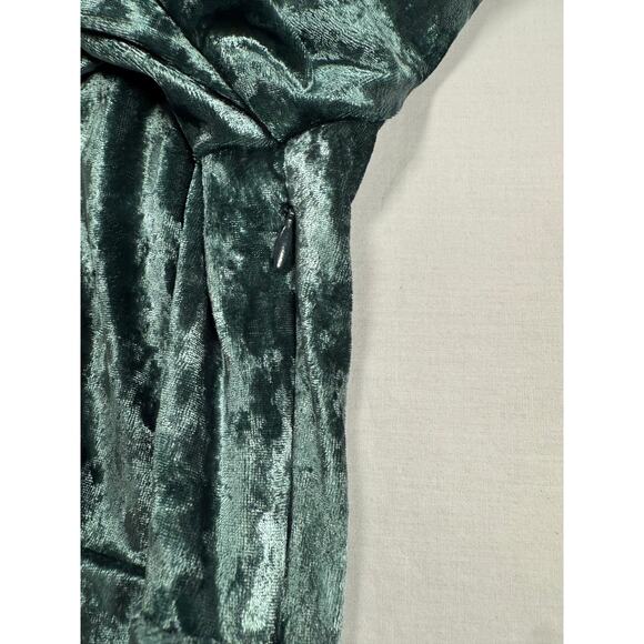 Free People Night Fever Jumpsuit Crushed Velvet Teal Size Small NWT - Picture 5 of 15